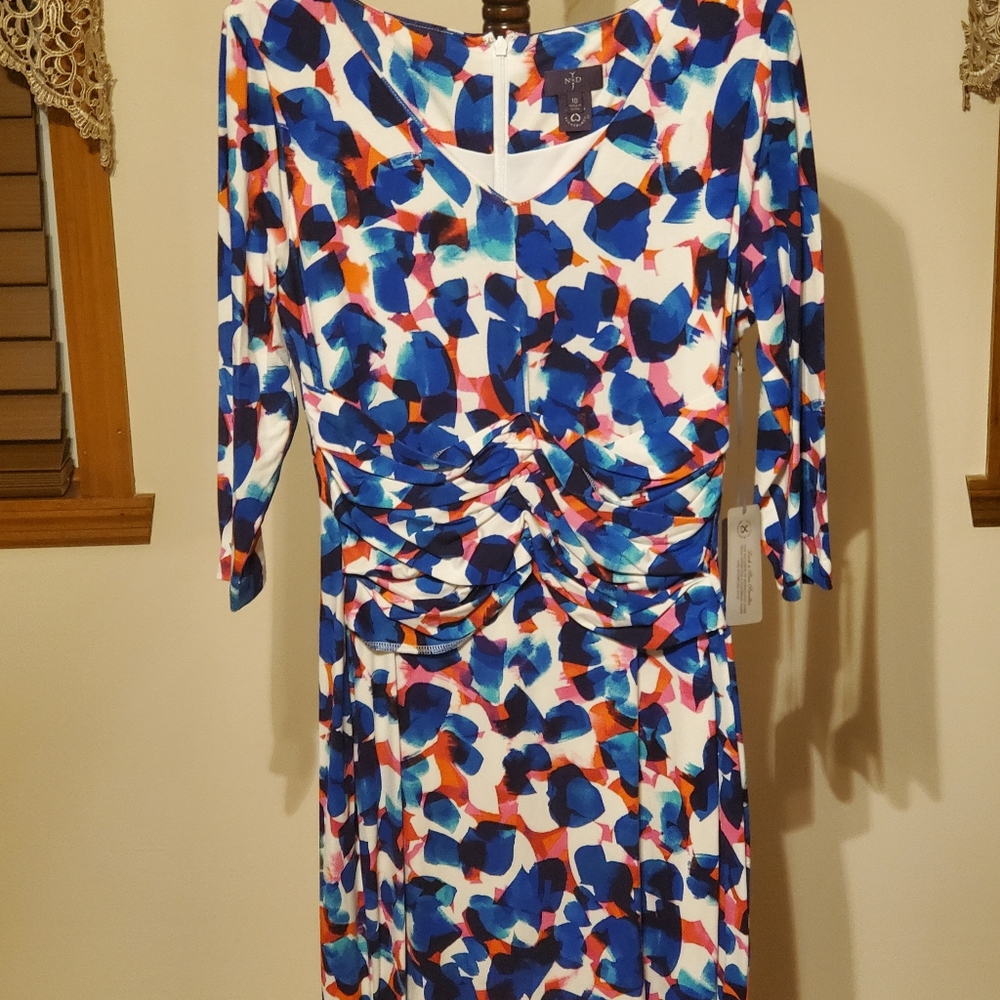 NYDJ Size 10 Brushstroke Print Dress, New